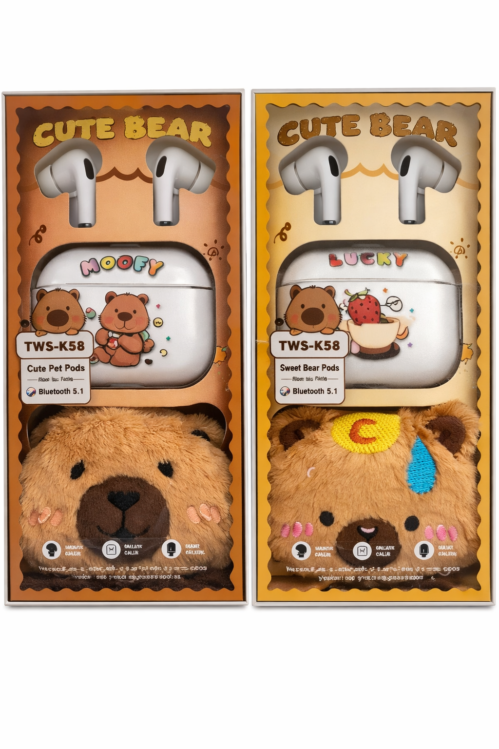 Audífonos Kapibara Bluetooth TWS-K58 con Llavero